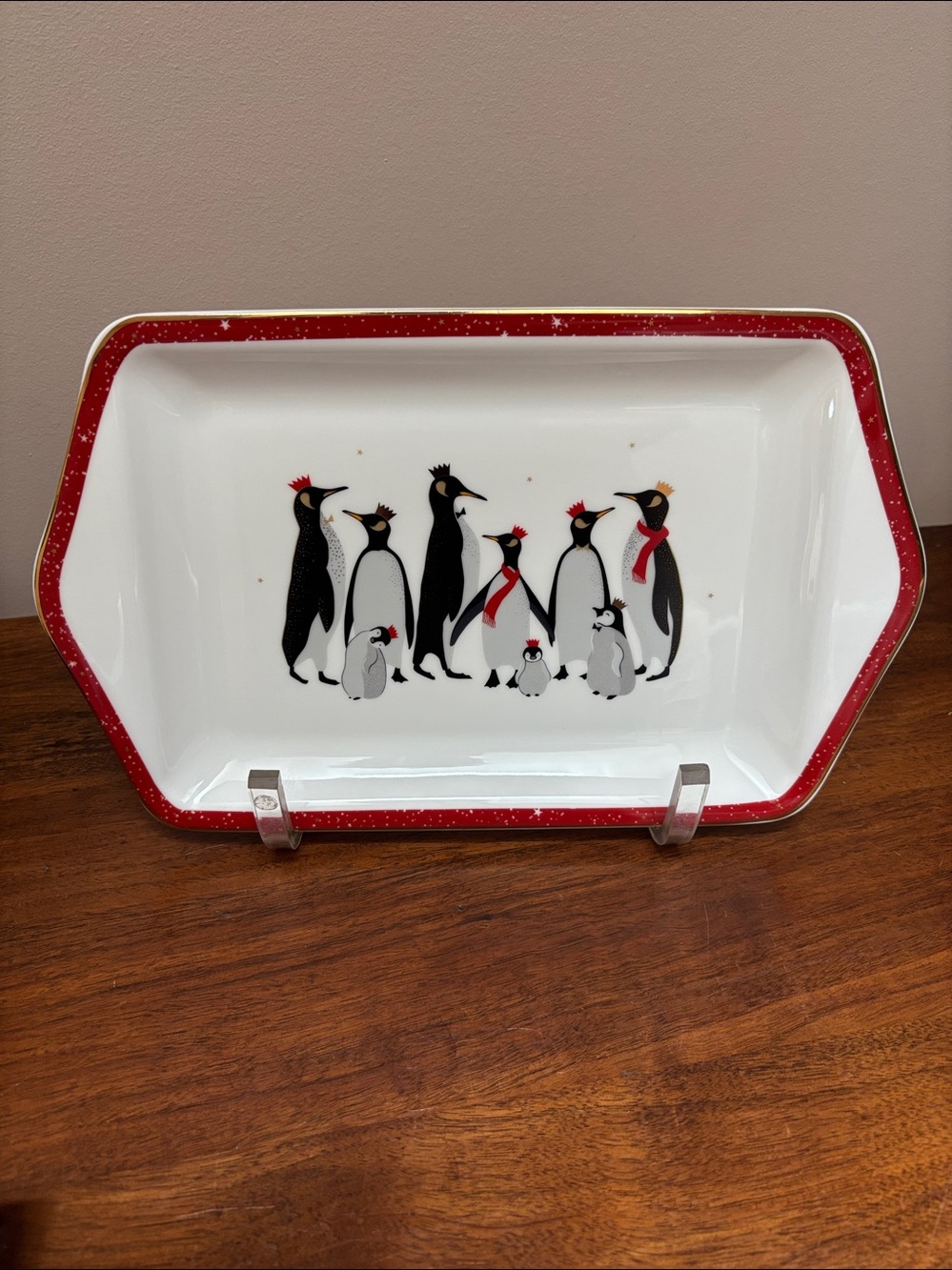 Sara Miller London For Portmeirion Christmas Penguin Desert/Serving Tray.